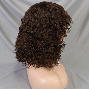 Easy Wear Water Wave Short Bob Perruque avec Bang Pre-Plucked Remy Hair pour les femmes Color Highlight #4 - Product Image 4
