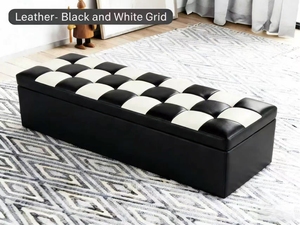 Banc de Rangement Rectangulaire Multifonctionnel en Cuir Noir et Blanc pour Chaussures, Chaise de Rangement, Tabouret de Rangement, Banc d'Appoint de Lit - Product Image 5