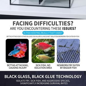 JSD Ultra <span class=keywords><strong>White</strong></span> Black Glass - Acuario de escritorio de doble compartimento para peces Betta, kit de acuario para el hogar y la oficina - Product Image 4