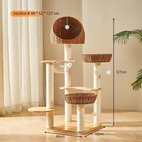 Arbre à chat en rotin et bois de qualité supérieure, multi-niveaux, avec capsule spatiale transparente, mobilier pour animaux de compagnie en gros