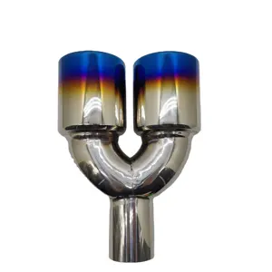 Universal Exhaust Y Pipe Dual Exhaust Tip Blue