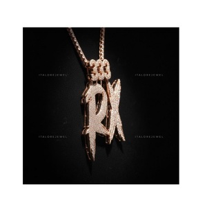 Collar con Colgante de Letra del Alfabeto en Plata de Ley 925 con Moissanita y Baño de Oro Rosa, Número de Ángel RX, Joyería Elegante, Regalo - Product Image 1