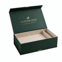 Boîte cadeau rigide verte personnalisée avec insert compartimenté et couvercle à charnière pour cadeaux de détail, logo personnalisé, OEM, ODM, vente en gros