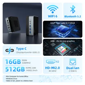 YCTipc ZNR Mini PC AMD R7- 5800U CPU Radeon RX Vega Graphics Win-11 pro AMD R5 5800U DDR4 M.2 2280 NVME 2.4G + 5G wifi NUC