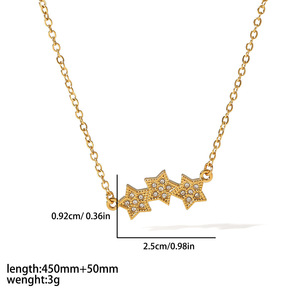 Collier en acier inoxydable avec pendentif étoile et lune pour femme, chaîne de clavicule avec diamants colorés, tendance, à porter au quotidien - Product Image 4