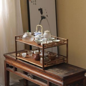 Extra Large Size New Tea Stand, Plum Blossom Bamboo Large Capacity Tea Ceremony Storage Cabinet, Antique <b>Shelf</b>, Tea Cup <b>Rack</b>, - Product Image 1