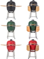Grill Kamado en céramique portable TOPQ polyvalent de 23 pouces - Barbecue au charbon de bois en céramique pour la cuisson en plein air