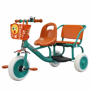לרכב על צעצוע ילדים תלת אופן עם קדמי ואחורי שני מושבים/משענת/רחב הדום של מושב אחורי/חמוד סל