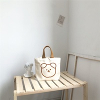 Nouveau Sac Fourre-tout Mini en Toile pour Femme Style Instagram 2026 avec Logo Visage d'Ours – Design Mignon et Délicat