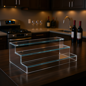 Étagère à whisky moderne en acrylique à 3 niveaux de 20 pouces avec éclairage LED, télécommande RF, accessoire de bar intelligent pour la maison - Product Image 2