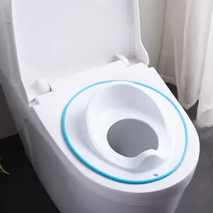 Grosir kursi toilet latihan balita lembut biru dengan pelindung percikan