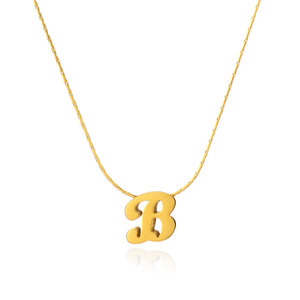 Collier avec pendentif lettre B en acier inoxydable 316L plaqué or 18 carats, résistant à l'eau et au ternissement, avec logo personnalisé, pour femmes - Product Image 5