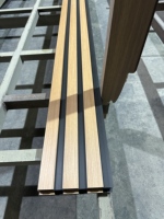 Decoración Interior De Fibra De Madera De Bambú Listón estriado Revestimiento De PVC Panel 3D De Pared Rejilla Interior TV Fondo Panel De Pared De Techo