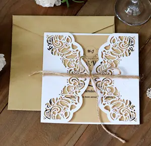 Uitgehold Ontwerp Bruiloft Uitnodigingen Luxe Elegant Voor Bruidsdouche Papier Ambachten Cadeau Mariage Invit Rsvp Kaart