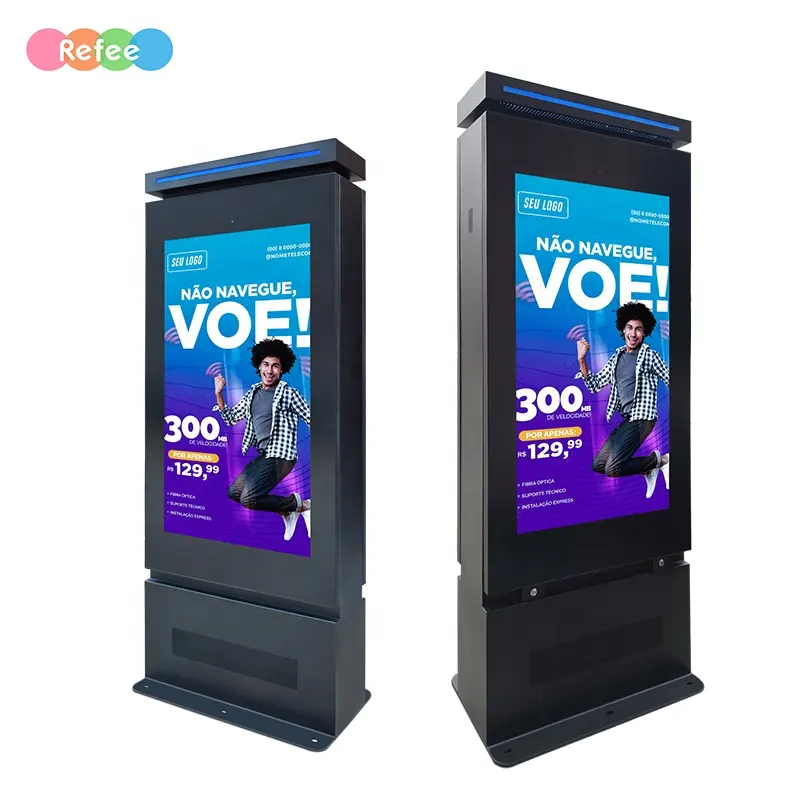 43 55 65 pouces Double face extérieur étanche tactile Totem kiosque Tv signalisation support de sol écran d'affichage numérique Lcd publicité