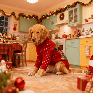 크리스마스 엘크 플러스 사이즈 니트 애완 동물 스웨터 아크릴 열 축제 휴일 복장 도매 사용자 정의 - Product Image 6