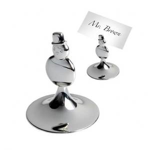 Snowman <b>Place</b> <b>Card</b> <b>Holder</b> 65mm Chrome Finish Table Name <b>Card</b> Stand - Product Image 1