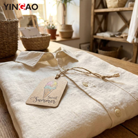 Étiquette personnalisée découpée sur mesure, pré-perforée, pour vêtements, impression recto-verso, étiquettes suspendues en papier avec cordon en coton