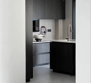 Cuisine moderne minimaliste sur mesure en bois massif avec îlot intégré pour espace de cuisson domestique - Product Image 3