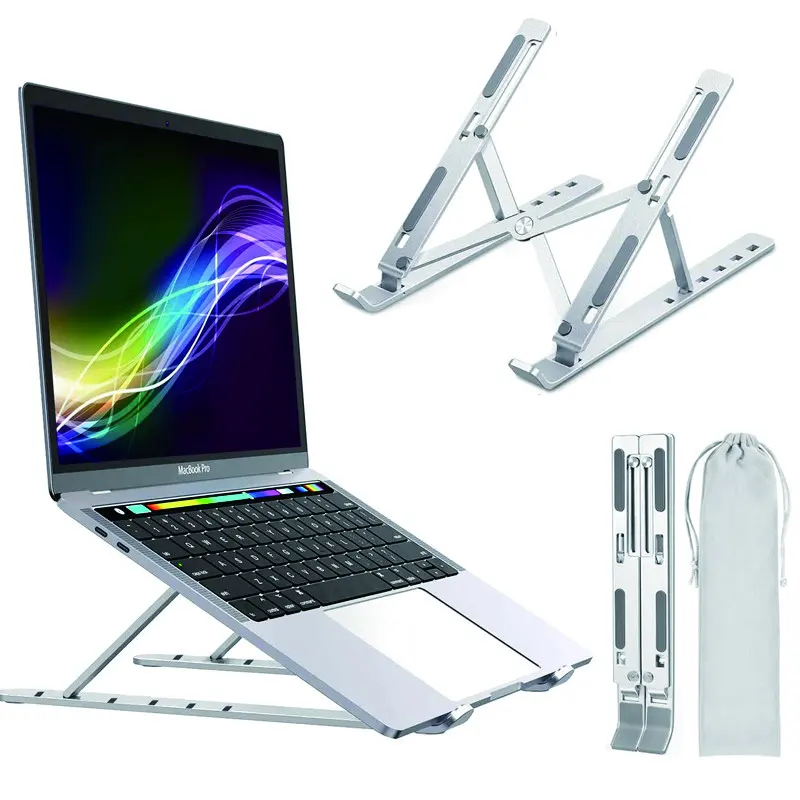 Nieuwe Product Ideeën Opvouwbare Aluminium Notebook Stand Verstelbare Laptop Stand Draagbare <span class=keywords><strong>Computer</strong></span> Bureaus Voor Koffie Tafels