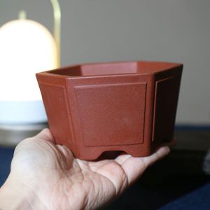 Maceta hexagonal de arcilla morada para bonsái, hecha a mano, mini maceta para suculentas de escritorio y plantas en maceta - Product Image 1