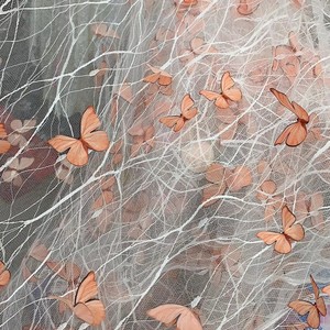 Precio al por Mayor, Tela de Encaje con Mariposas Azules en 3D, Tela de Tul con Diseño de Telaraña, Encaje Transparente para Vestidos de Novia y Manualidades - Product Image 5