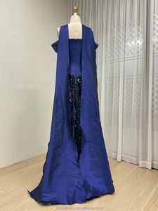 MY30201 di lusso di cristallo di perline elegante blu abito da sera con sciarpa arabica abito da sposa per sposa spazza abito da sera - Product Image 6