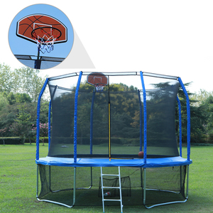 Trampolín Grande para Jardín al por Mayor con Marco <span class=keywords><strong>de</strong></span> Tubo Curvo, Red <span class=keywords><strong>de</strong></span> Seguridad y Canasta <span class=keywords><strong>de</strong></span> Baloncesto, Trampolín Recreativo para Niños al Aire Libre - Product Image 4