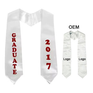Étole de graduation en satin blanc personnalisée en gros avec logo imprimé - Product Image 1