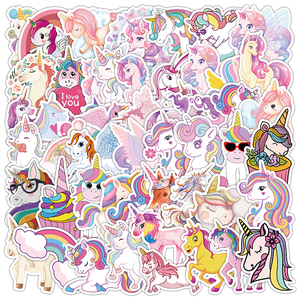 <span class=keywords><strong>HOYO</strong></span> 50Pcs/Set Pegatinas de Unicornio, Calcomanías de Vinilo Impermeables de Caballo Mágico con Cuernos de Criatura Mítica para Niños, Adolescentes y Guitarras - Product Image 1