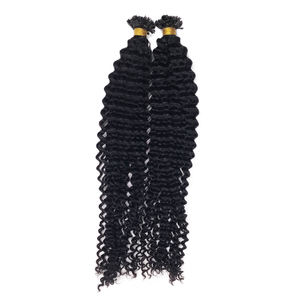 Extensions de cheveux brésiliens bouclés à pointe plate pré-collée, cheveux Remy pleine longueur avec pointe en kératine - Product Image 6