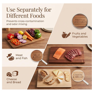 Ensemble de planches à découper en bois d'acacia en forme de livre, 3 pièces, multifonctions, pour viande, fromage, légumes - Product Image 3