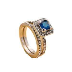 Schmuck europäischer exquisiter Luxus Freizeit-Stil Zirkon Diamant blauer Edelstein lässig Damenring