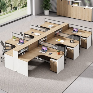 Bàn làm việc văn phòng gỗ nguyên khối hiện đại 2-6 người, thiết kế mô đun chắc chắn, phù hợp với văn phòng hoặc phòng học. - Product Image 1