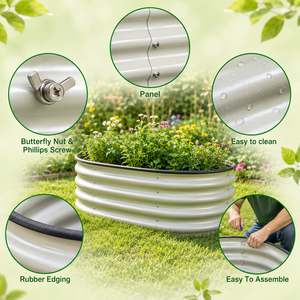 Jardinera Elevada Redonda de Acero Galvanizado de 34 Pulgadas de Alto para Balcón, Patio, Verduras, Flores, Venta al por Mayor OEM - Product Image 4