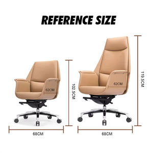 Chaise de bureau et chaise de réunion ergonomique à dossier haut et au milieu, moderne, pivotante et réglable en cuir. - Product Image 6