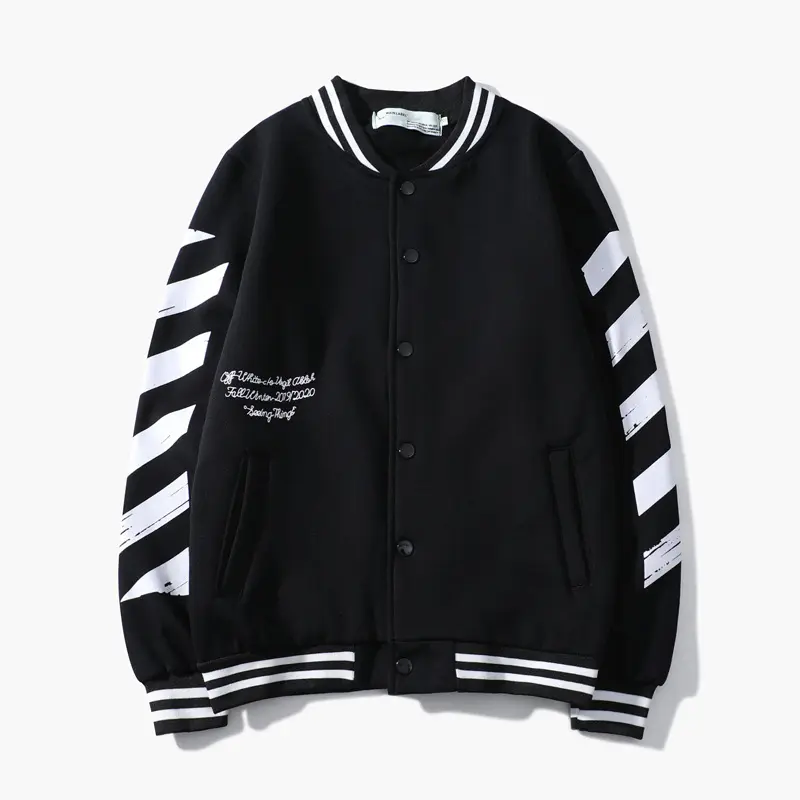 Fall Fashion Long Sleeve Basketball Printed Brand Black Sport Fleece Bomber Men's Jackets Coat