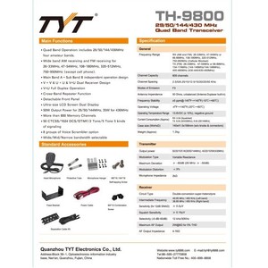 TYT Base <span class=keywords><strong>Radio</strong></span> TH-9800 4 Bandes Walki Talky 40KM Cb Émetteur-Récepteur Mobile <span class=keywords><strong>Brouilleur</strong></span> Longue Portée Talkie Walkie Téléphone 66-88MHz - Product Image 3