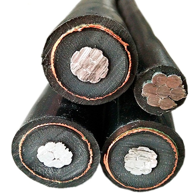 Shielded Twisted Aluminum Conductor Overhead Power Cable 33kv MV Black OEM XLPE Insulation HDPE Jacket Multi-core IEC60502