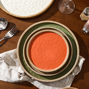 Platos de cena de cerámica <span class=keywords><strong>Vintage</strong></span> hechos a mano, juego de platos de textura <span class=keywords><strong>para</strong></span> restaurante, Hotel, decoración y uso del hogar - Product Image 3