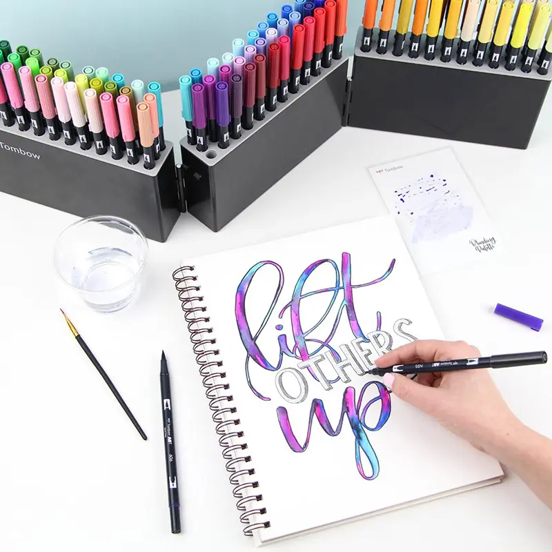 108 Colors Flexible Drawing Marker Lettering Tom-bow ABT Water Brush Pen Set Dual Tip Brush Pen Watercolor