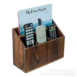 Wooden Remote <b>Control</b> Organizer Desktop Storage Box For Living Room Magazine <b>Holder</b> With One Layer Shelf Design - Product Image 4