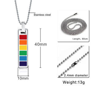 Collar de arcoíris personalizado, joyería de moda, collares Lgbt Gay <span class=keywords><strong>Bisexual</strong></span> de acero inoxidable, collar con colgante de barra de orgullo para hombres - Product Image 6