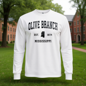 T-shirt à manches longues Olive Branch Mississippi, imprimé sport vintage, Est 1874 - Product Image 3