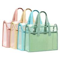 Pochette zippée en PVC grande capacité de style coréen avec poignée pour documents scolaires et de bureau – Vente en gros de produits de classement