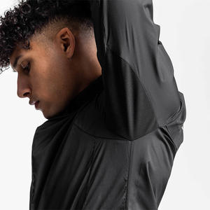 Chaqueta cortavientos para hombre con logotipo personalizado con cremallera y capucha Colocación del logotipo frontal con cuello levantado de talla grande europea y americana - Product Image 5