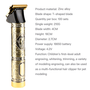 Cortadora de pelo eléctrica de acero inoxidable de aleación de Zinc, recortadora de peluquero de 1200 Mah, nuevo diseño, de primera calidad, para coche - Product Image 2