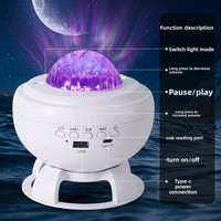 Proyector de Estrellas con Altavoz, Bola de Luz Nocturna Musical RGB, Recargable por USB, para Decoración de Dormitorios y Habitaciones Infantiles