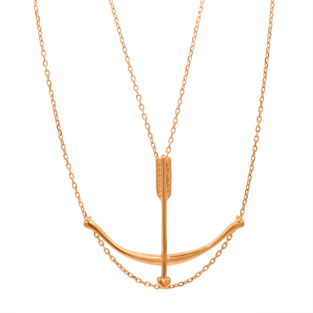 Collana con freccia dell'amore di Cupido in oro rosa