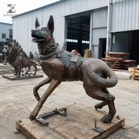 Sculpture de Berger Allemand en Bronze, Artisanat Métallique, Moulage Réaliste, Statue Animale Écologique pour Entrée de Villa, Jardin et Parc